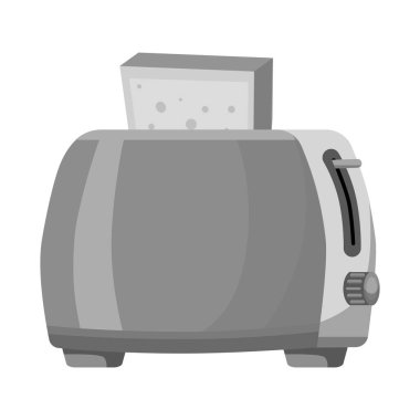 Tost makinesi ve tost sembolünün vektör tasarımı. Ekmek kızartma makinesi ve ekmek stoku temsili grafiği.