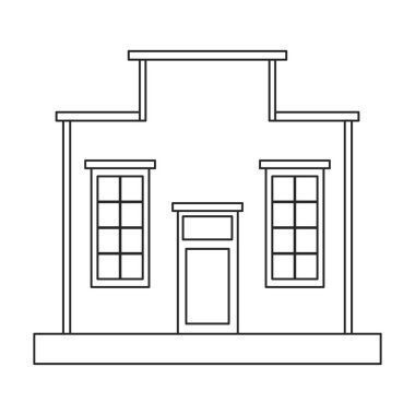 Vahşi batı binası vektör simgesi. Dış hat vektör simgesi beyaz arka planda izole edilmiş. Vahşi batı binası..