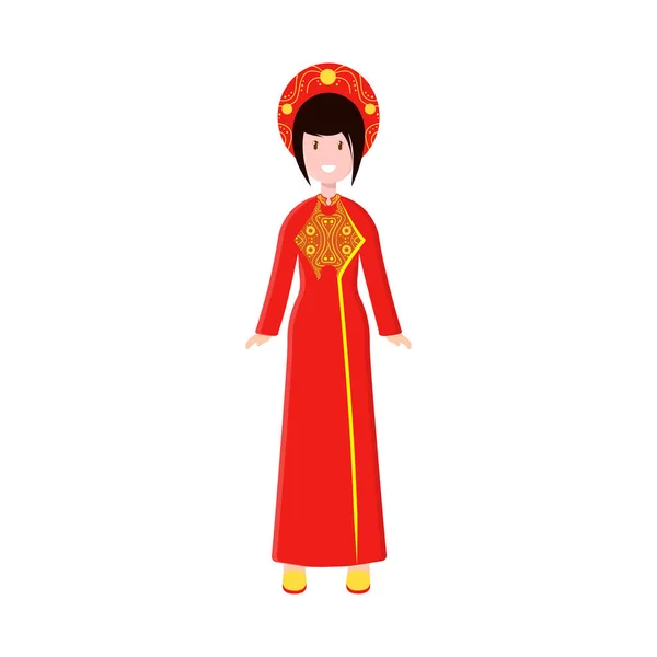 Ilustración vectorial del logotipo vietnamita y femenino. Colección de vietnamita y niña vector de stock ilustración. — Archivo Imágenes Vectoriales