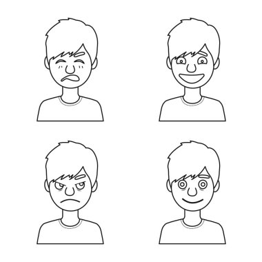 Yüz ve oğlan ikonunun izole edilmiş nesnesi. Ağ için yüz ve genç hisse simgesi.