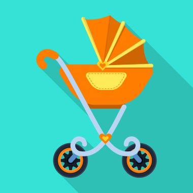 Stroller vektör simgesi. Düz vektör simgesi beyaz arkaplan pusetinde izole edildi.