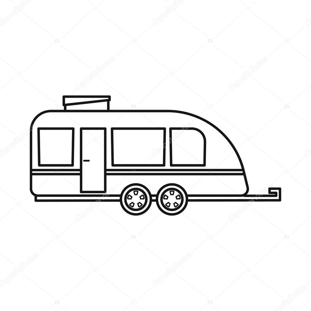 Isolated object of trailer and camper symbol. Web element of trailer and vintage stock vector illustration.