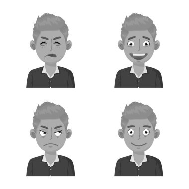 Yüz ve erkek ikonunun vektör tasarımı. Stok için yüz ve ifade vektör simgesi koleksiyonu.