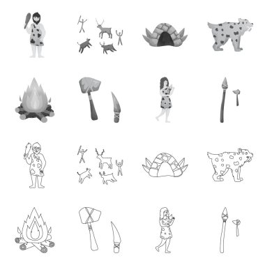 Evrimin izole edilmiş nesnesi ve neolitik sembolü. Evrim ve ilkel hisse senedi vektörü çizimi.