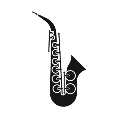 Saksafon ve caz sembolünün vektör çizimi. Stok için saksafon ve müzik vektörü simgesinin web ögesi.