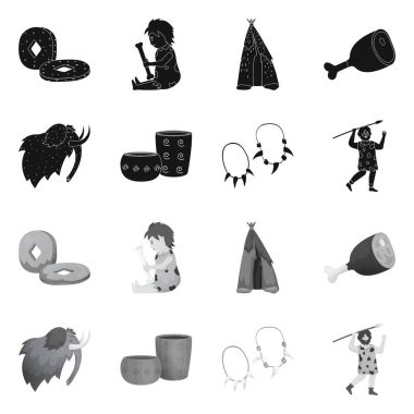 Evrimin izole nesnesi ve neolitik işaret. Stok için evrim ve ilkel vektör simgesi kümesi.