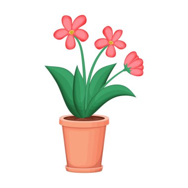 Çiçek saksısı vektör karikatür simgesi. Beyaz arkaplanda vektör illüstrasyon saksısı. Çiçek saksısının izole çizgi film illüstrasyon simgesi.