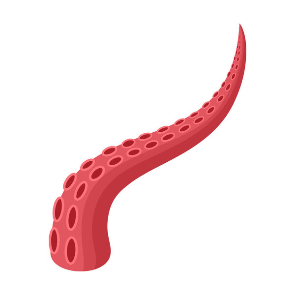 Tentacle of octopus vector cartoon icon. Vector illustration octopus on white background. Isolated cartoon illustration icon of tentacle .