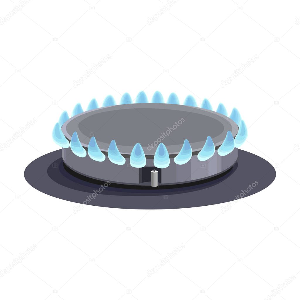 Stove burner vector cartoon icon. Vector illustration burning gas on white background. Isolated cartoon illustration logo of gas stove.