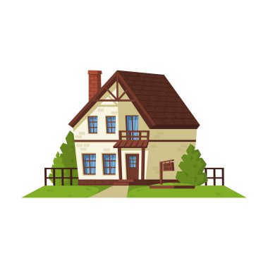 Ev vektör karikatür simgesi. Beyaz arka planda vektör illüstrasyon evi. Dairenin izole çizgi film çizim simgesi.