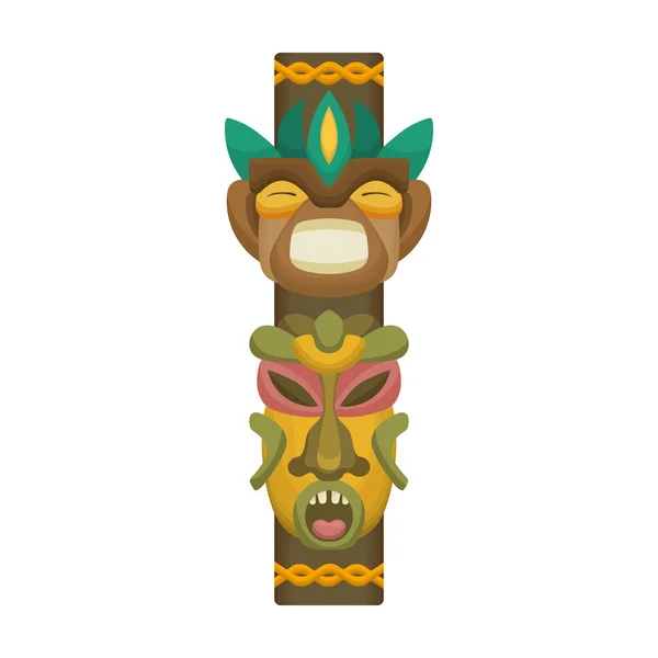 Totem tribal vector cartoon icon. Vector illustration totem wood on white background. Isolated cartoon illustration icon of mask wood. — Stock Vector