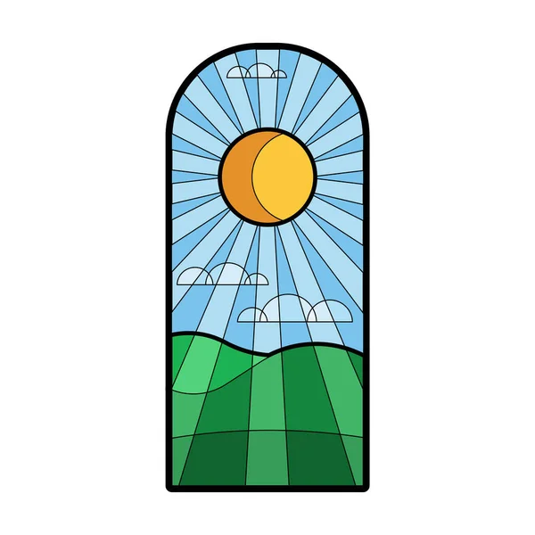 Icono de dibujos animados vector de vidrio. Ventana de cristal de ilustración vectorial sobre fondo blanco. Icono de ilustración de dibujos animados aislados de la iglesia ventana. — Archivo Imágenes Vectoriales