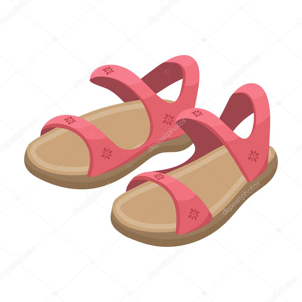Sandal vector cartoon icon. Vector illustration flipflop on white background. Isolated cartoon illustration logo of sandal.