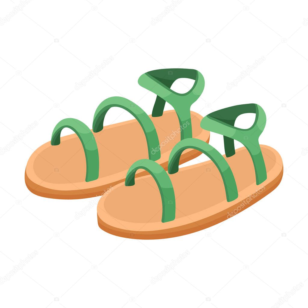 Sandal vector cartoon icon. Vector illustration flipflop on white background. Isolated cartoon illustration logo of sandal.