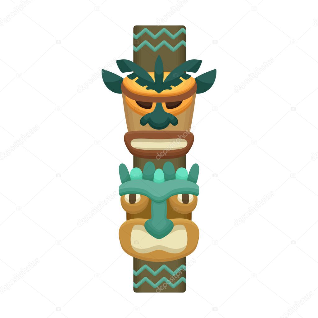 Totem tribal vector cartoon icon. Vector illustration totem wood on white background. Isolated cartoon illustration logo of mask wood.