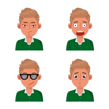 Yüz ve erkek logosunun vektör çizimi. Yüz ve genç hisse senedi temsili koleksiyonu.