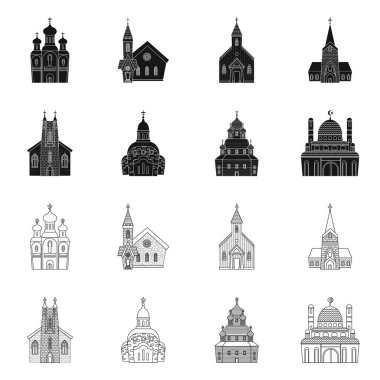 Tarikat ve tapınak ikonunun vektör tasarımı. Web için tarikat ve cemaat sembolü seti.