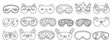 Uyku vektörü dış hat simgesi maskesi. Beyaz arkaplanda vektör illüstrasyonu. Uyumak için ana hatlı simge maskesi.