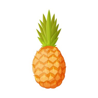 Ananas ve vitamin sembollerinin vektör çizimi. Ananas ve tropikal hisse senedi temsili grafiği.
