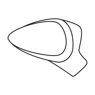 Ayna kenarı araba vektör çizelgesi simgesi. Beyaz arka planda vektör illüstrasyonlu ayna yan vagon. Otomatik camların izole edilmiş taslak çizim simgesi.