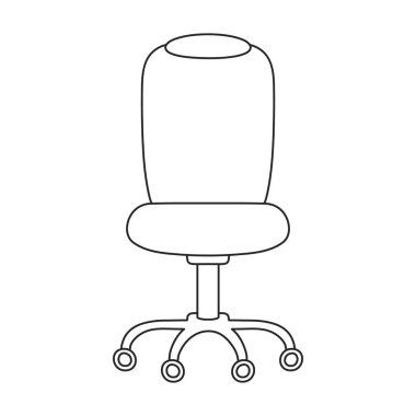 Sandalye ofisi vektör taslağı simgesi. Beyaz arka planda vektör illüstrasyon mobilya koltuğu. Sandalye ofisinin izole edilmiş taslak çizim simgesi.