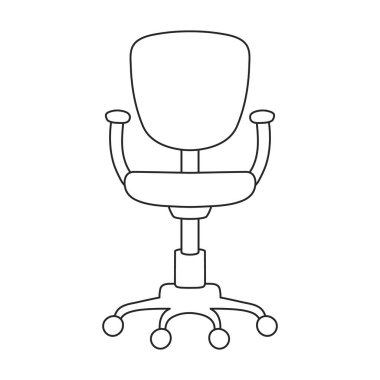 Sandalye ofisi vektör taslağı simgesi. Beyaz arka planda vektör illüstrasyon mobilya koltuğu. Sandalye ofisinin izole edilmiş taslak çizim simgesi.