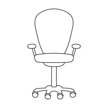 Sandalye ofisi vektör taslağı simgesi. Beyaz arka planda vektör illüstrasyon mobilya koltuğu. Sandalye ofisinin izole edilmiş taslak çizim simgesi.