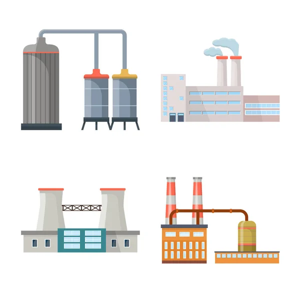 Illustration vectorielle du symbole d'usine et d'industrie. Collection d'icône vectorielle d'usine et d'architecture pour stock. — Image vectorielle