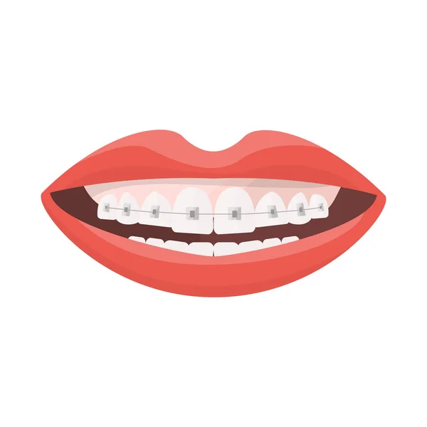 Projeto vetorial de boca e símbolo de dentes. Gráfico de boca e aparelho ilustração vetor estoque. — Vetor de Stock