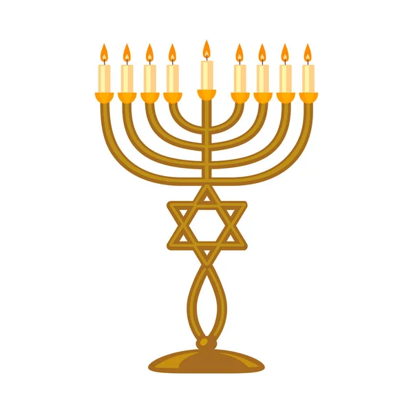 Projeto vetorial de menorah e símbolo de estrela. Elemento web de menorah e ícone de vetor brilhante para estoque. — Vetor de Stock