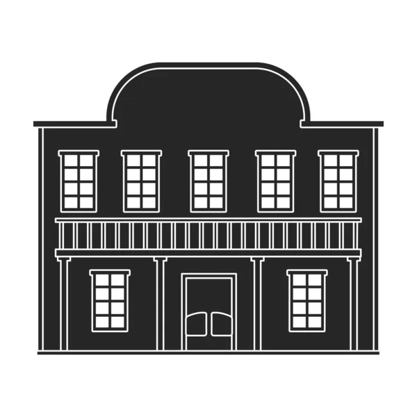 Oeste selvagem edifício vetor ícone preto. Vetor ilustração ocidental houseon fundo branco. Ícone de ilustração preto isolado do edifício selvagem ocidental. —  Vetores de Stock