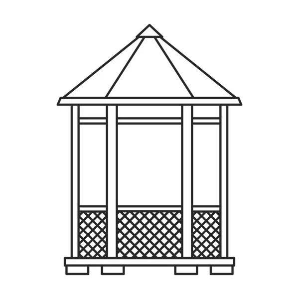 Gazebo hölzerne Vektor-Umriss-Symbol. Vector Illustration Pavillon aus Holz auf weißem Hintergrund. Isolierte Umrisse illustrieren die Pergola. — Stockvektor