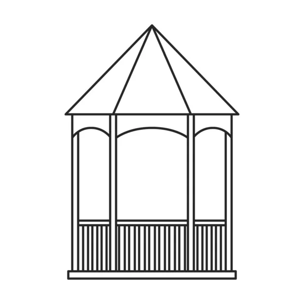 Gazebo vecteur en bois icône contour. Gazebo vectoriel illustration en bois sur fond blanc. Isolée illustration de contour icône de pergola. — Image vectorielle