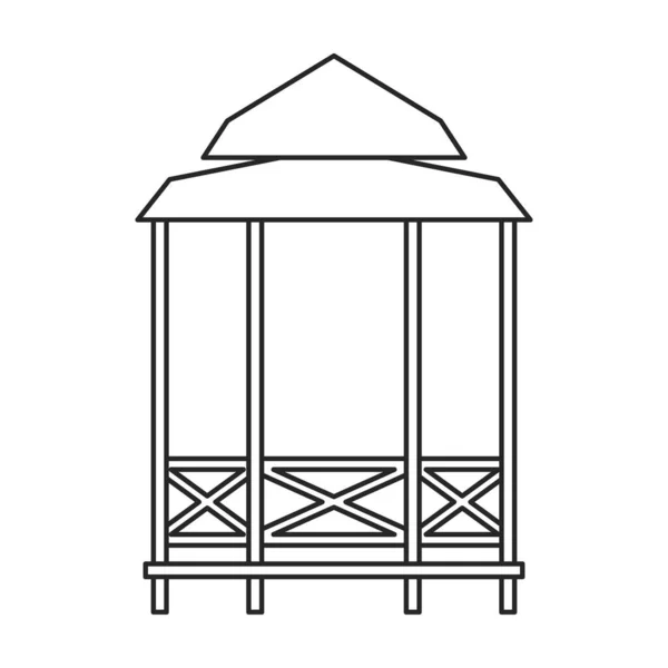 Gazebo icono de contorno de madera vector. Ilustración vectorial gazebo de madera sobre fondo blanco. Icono de ilustración de contorno aislado de pérgola. — Vector de stock