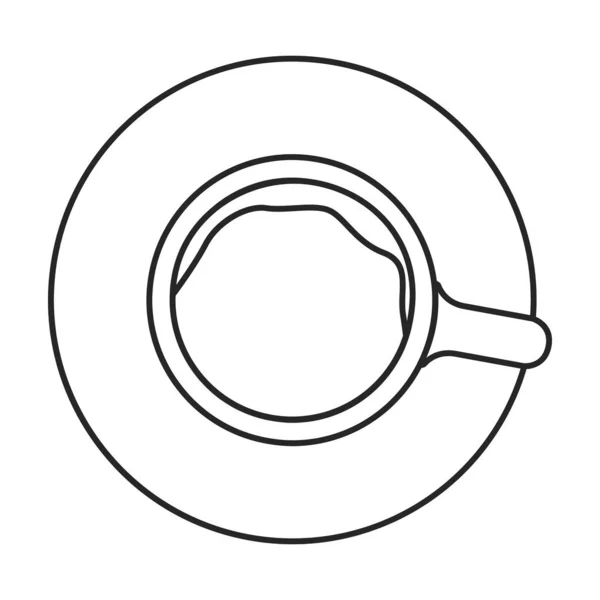Xícara de café ícone de contorno vetor superior. Vetor ilustração bebida no fundo branco. Ícone de ilustração de contorno isolado de top xícara de café. —  Vetores de Stock