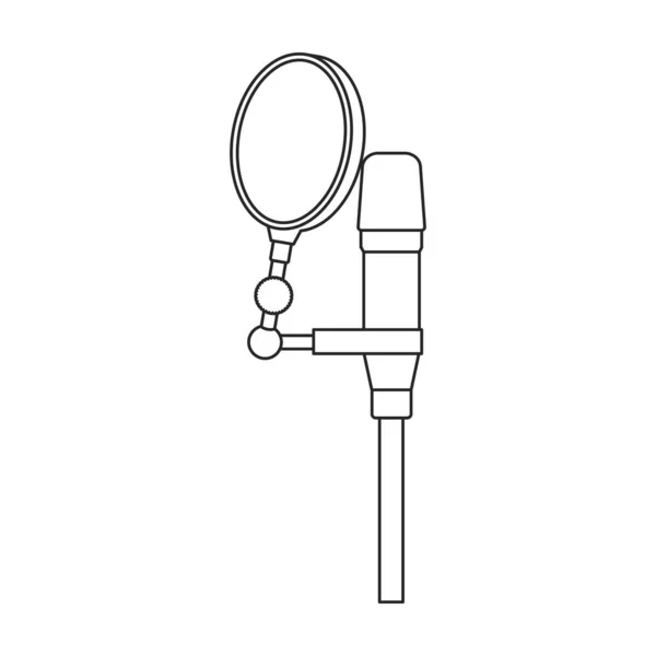 Значок контура музыкального вектора микрофона. Векторная иллюстрация микрофон на белом фоне. Изолированная иконка иллюстрации контура микрофонной музыки. — стоковый вектор