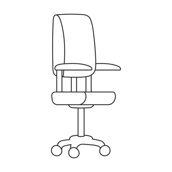 Ikon garis besar vektor kantor ketua. Vektor gambar furniture kursi di latar belakang putih. Ikon ilustrasi terisolasi dari kantor kursi. - Stok Vektor