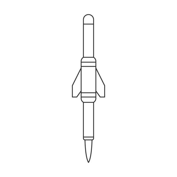 Raket ballistische vector omtrek icoon. Vector illustratie raket militaire op witte achtergrond. Geïsoleerde schets illustratie icoon van raket ballistische. — Stockvector
