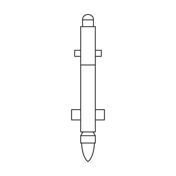 Icona del profilo vettoriale balistico dei missili. Illustrazione vettoriale razzo militare su sfondo bianco. Icona illustrazione contorno isolato di missile balistico. — Vettoriale Stock