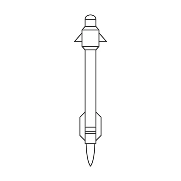 Icono del contorno del vector balístico de misiles. Ilustración vectorial de cohetes militares sobre fondo blanco. Icono de ilustración de contorno aislado de misiles balísticos. — Archivo Imágenes Vectoriales