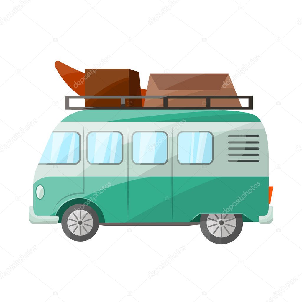 Isolated object of bus and recreation logo. Web element of bus and motorhome stock vector illustration.