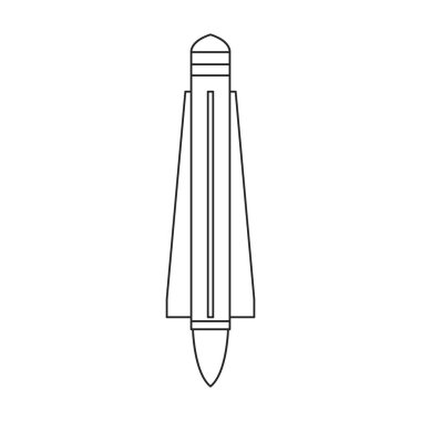 Füze balistik vektör ana hatları simgesi. Beyaz arka planda vektör illüstrasyon roket ordusu. Füze balistiğinin izole edilmiş taslak çizim simgesi.