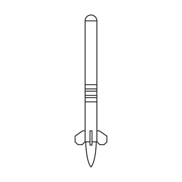 Icono del contorno del vector balístico de misiles. Ilustración vectorial de cohetes militares sobre fondo blanco. Icono de ilustración de contorno aislado de misiles balísticos. — Vector de stock