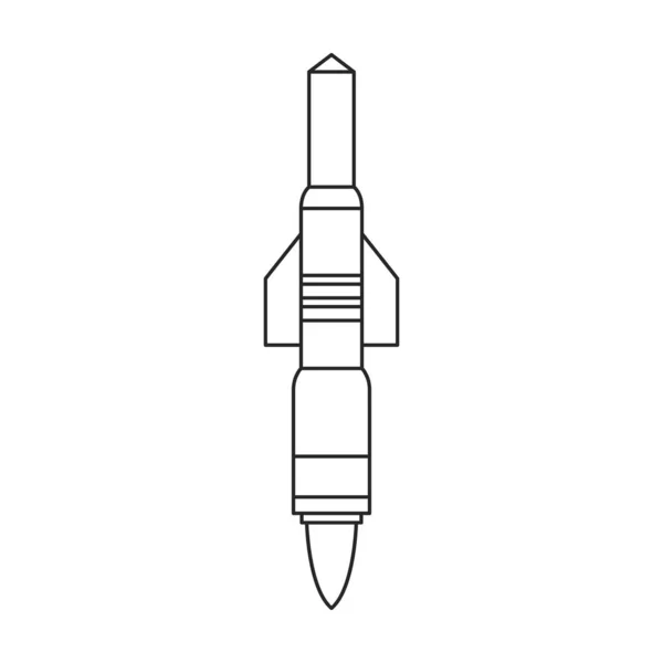 Füze balistik vektör ana hatları simgesi. Beyaz arka planda vektör illüstrasyon roket ordusu. Füze balistiğinin izole edilmiş taslak çizim simgesi. — Stok Vektör