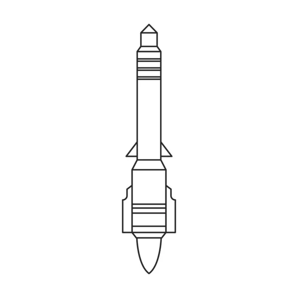 Raket ballistische vector omtrek icoon. Vector illustratie raket militaire op witte achtergrond. Geïsoleerde schets illustratie icoon van raket ballistische. — Stockvector