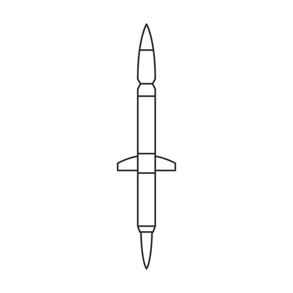 Значок контура ракетного баллистического вектора. Векторная иллюстрация ракеты военных на белом фоне. Изолированный контур иконки баллистической ракеты. — стоковый вектор