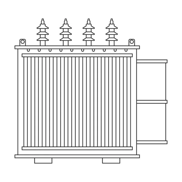 Transformator elektrische vector overzicht pictogram. Vector illustratie elctric station op witte achtergrond. Geïsoleerde schets illustratie icoon van transformator macht. — Stockvector