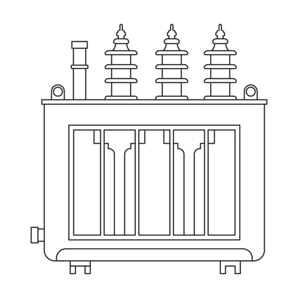 Transformateur vecteur électrique icône contour. Illustration vectorielle station elctrique sur fond blanc. Isolée illustration de contour icône de la puissance du transformateur. — Image vectorielle