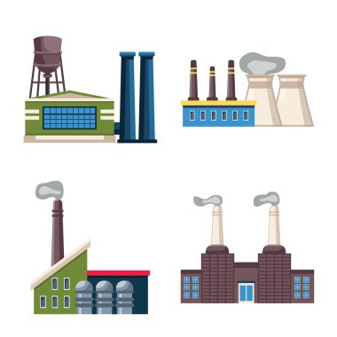 Sanayinin ve bitki ikonunun izole nesnesi. Web için sanayi ve inşaat stoku sembolü koleksiyonu.
