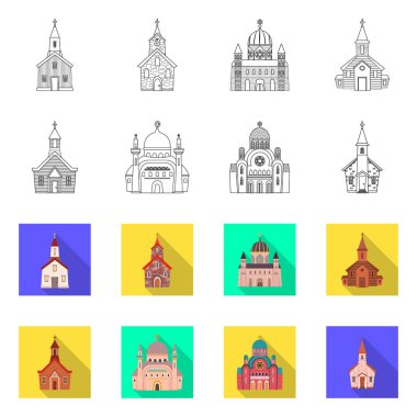 Tarikat ve tapınak sembolünün vektör tasarımı. Stok için kült ve cemaat vektör simgesi koleksiyonu.